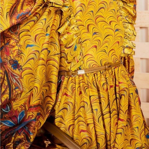 Ulla Johnson Rosina Ruffled Midi Dress in Tiger Eye Size 2 - Picture 2 of 16